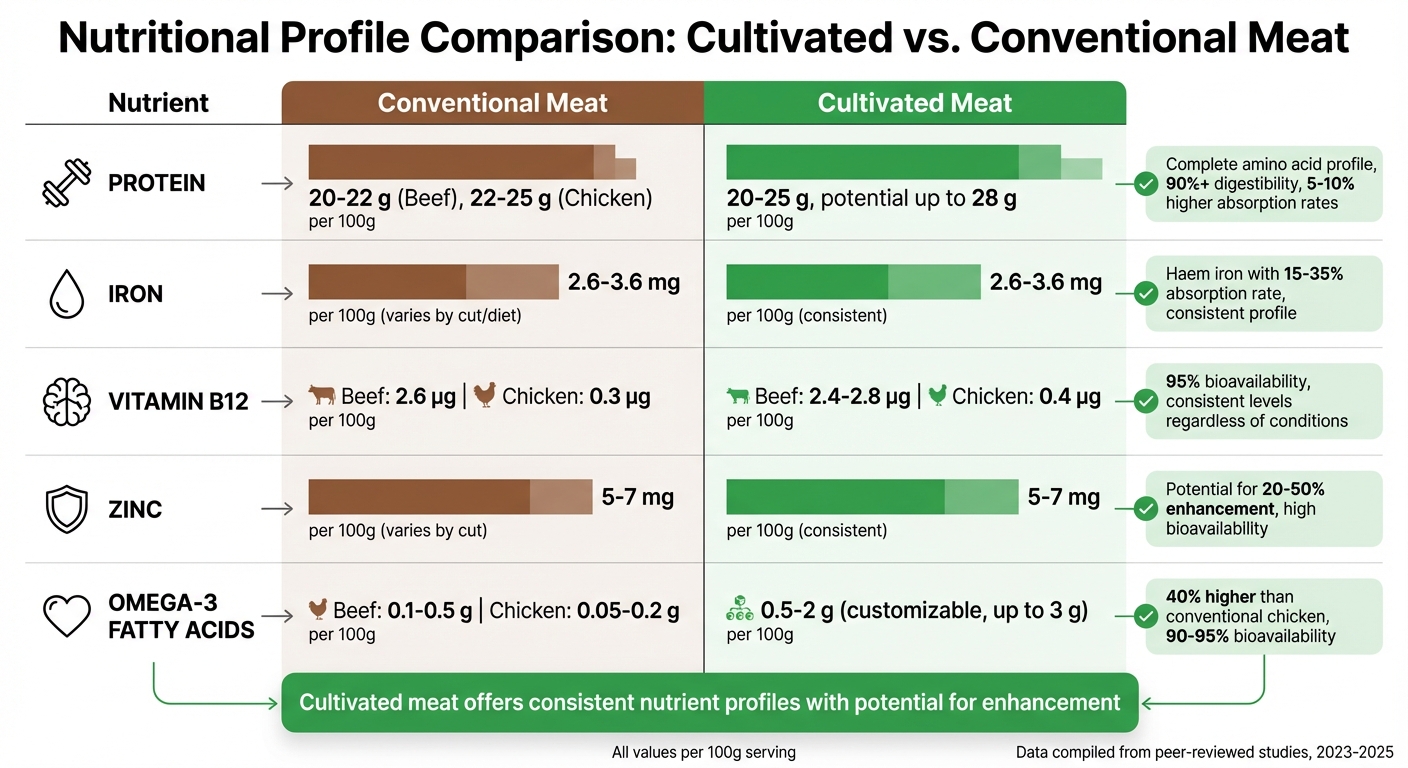 Nutritional Comparison: Cultivated Meat vs Conventional Meat - 5 Key Nutrients