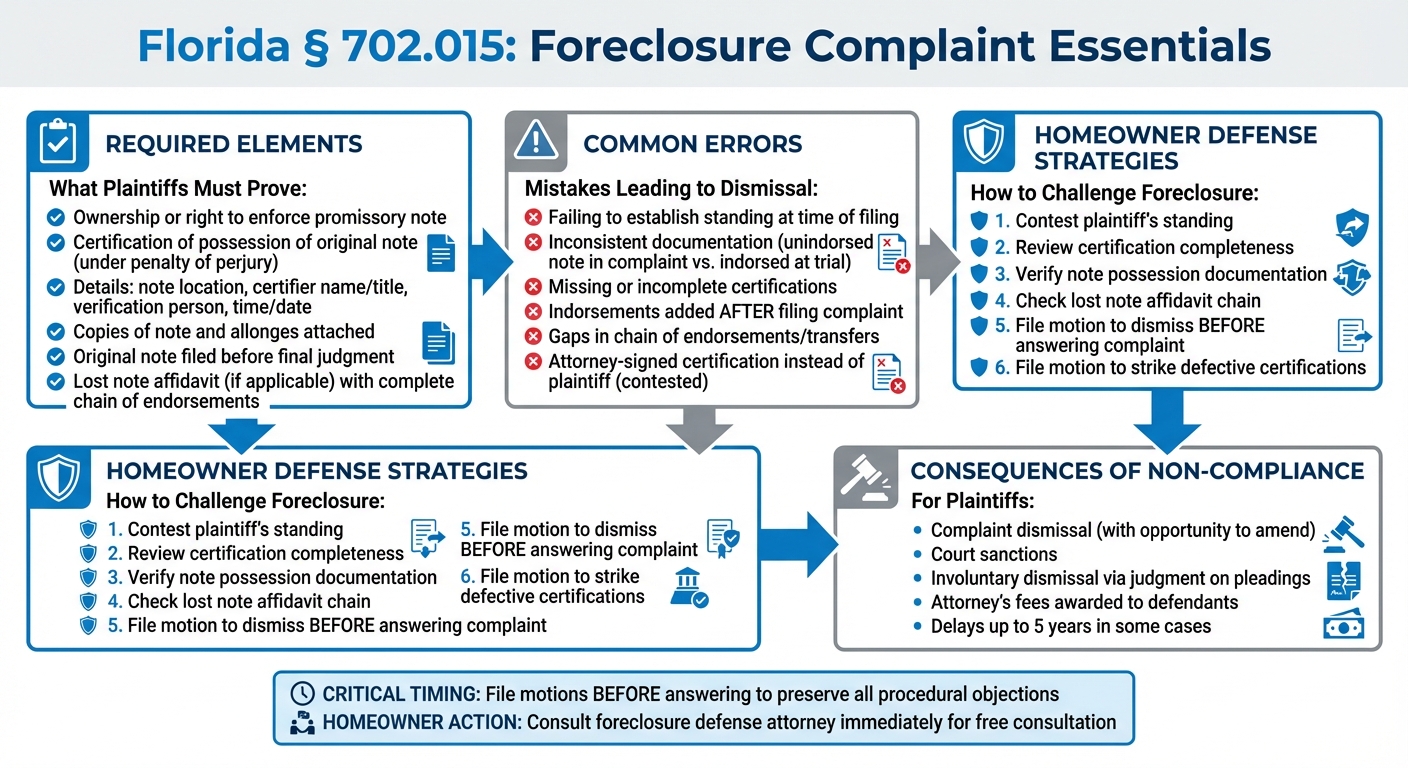 Florida Foreclosure Complaint Requirements Under § 702.015