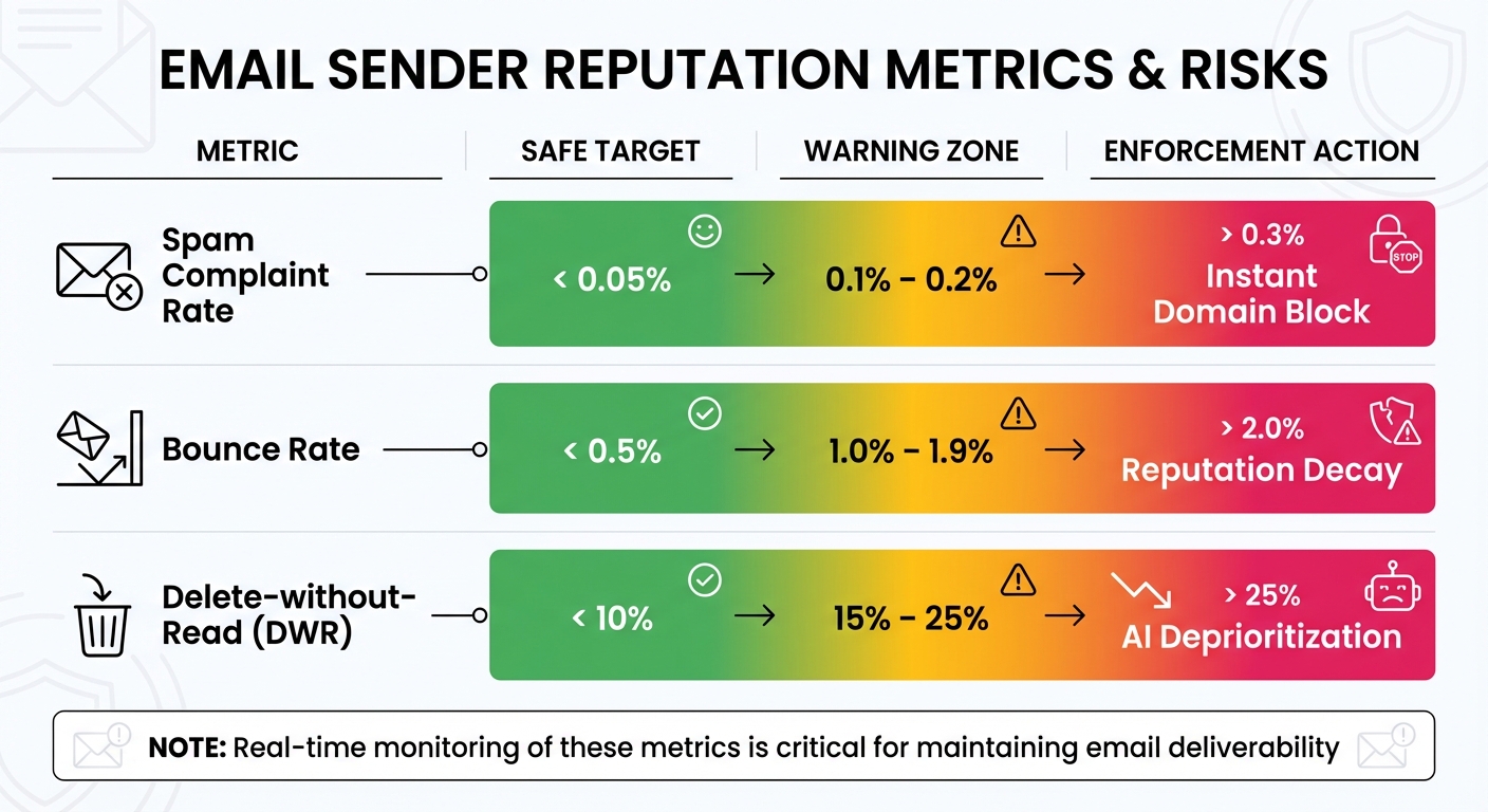 Email Sender Reputation Metrics: Safe Targets vs Warning Zones