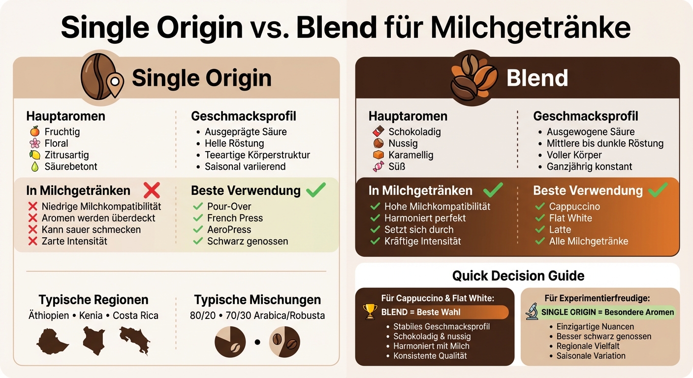 Single Origin vs Blend Kaffee Vergleich für Cappuccino und Flat White
