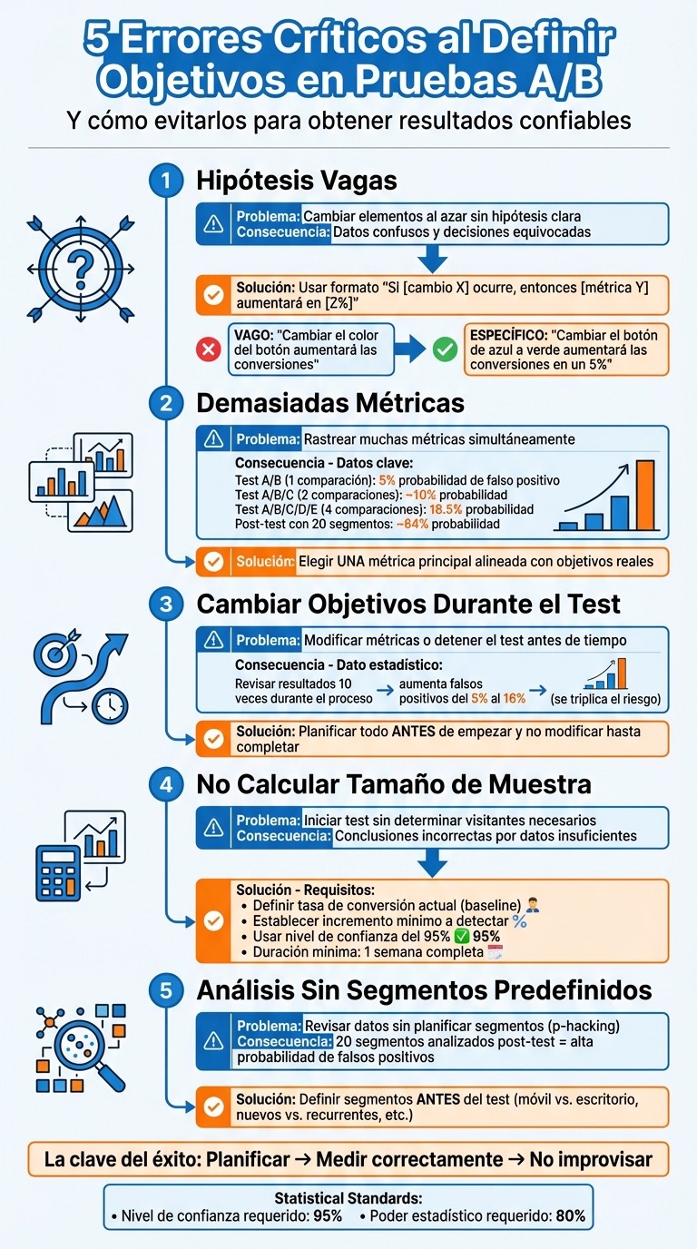 5 errores comunes al definir objetivos en pruebas A/B y cómo evitarlos