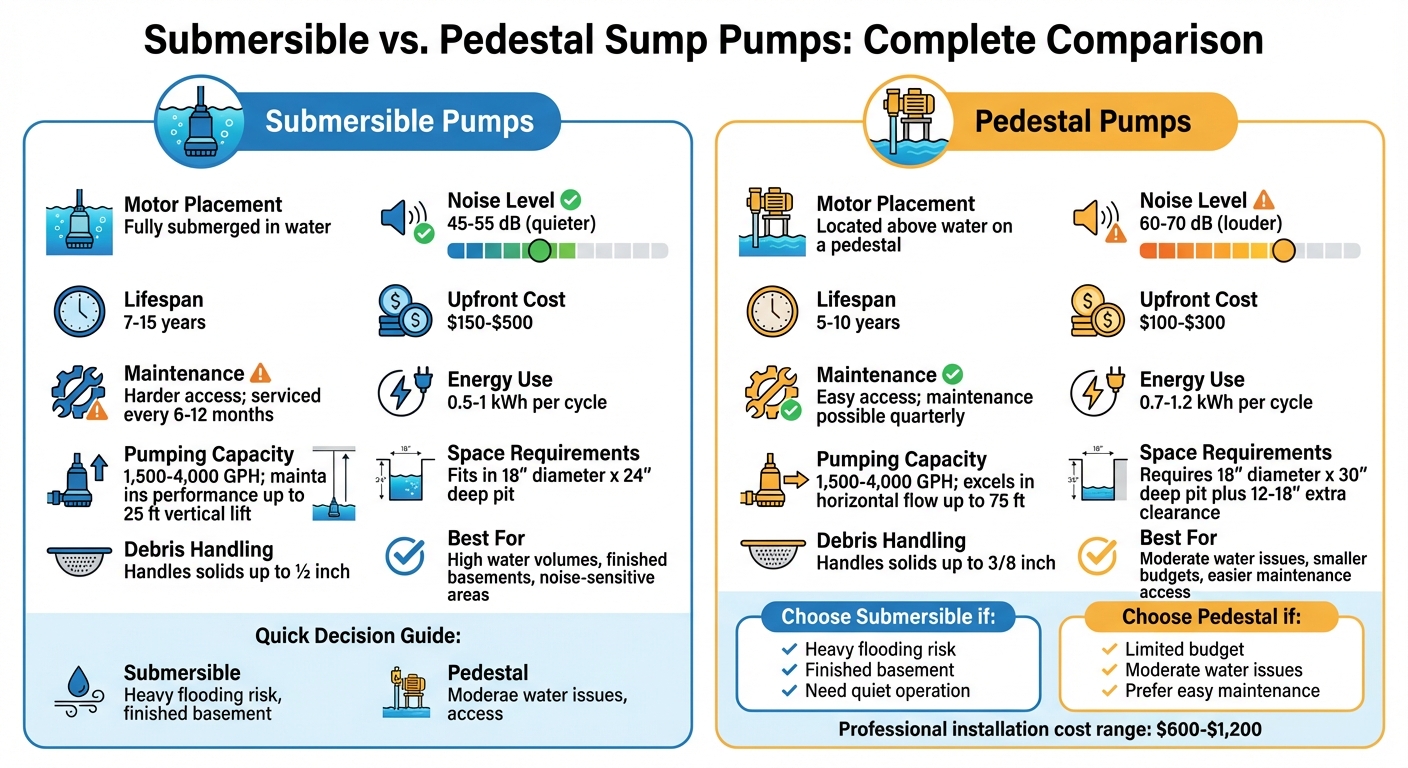 Submersible vs Pedestal Sump Pumps: Complete Comparison Chart