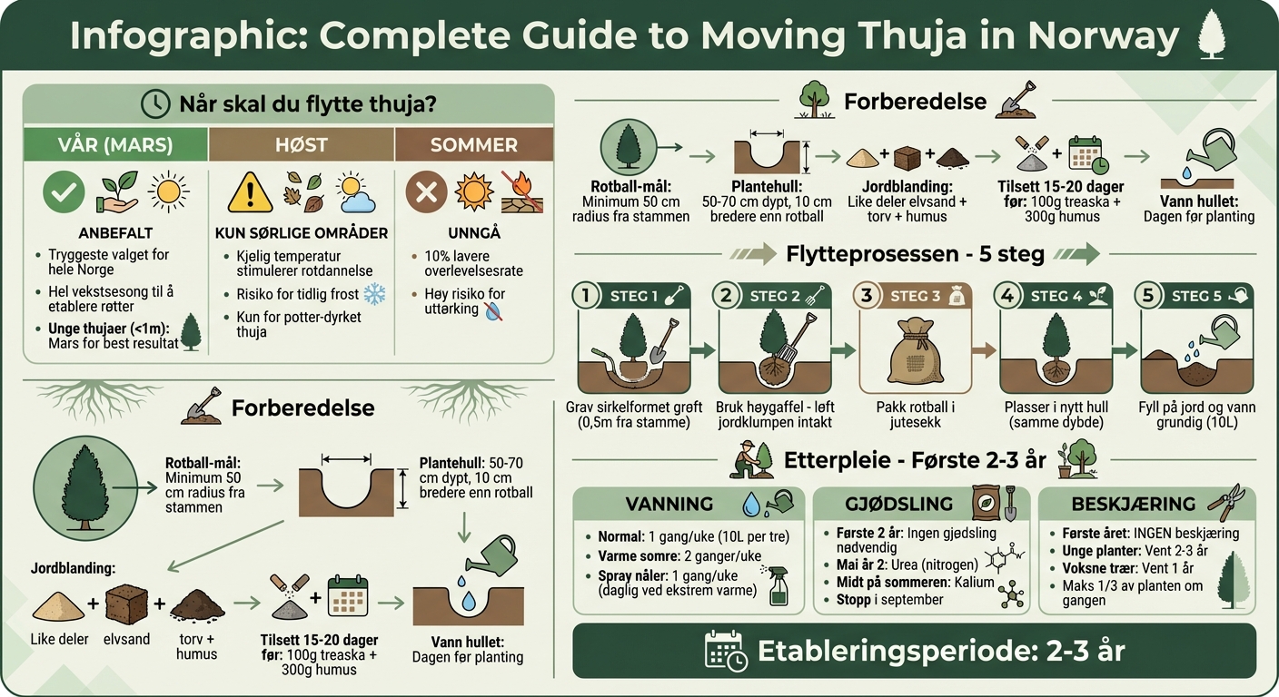 Steg-for-steg guide til flytting av thuja i Norge