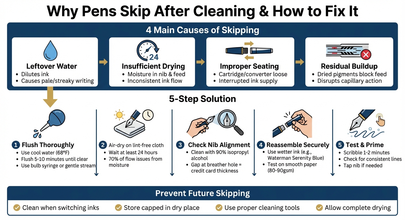 5 Steps to Fix Fountain Pen Skipping After Cleaning