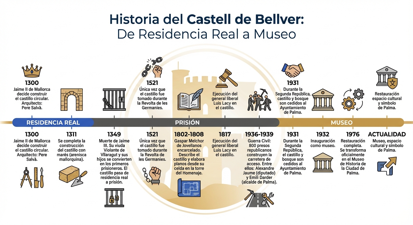 Cronología histórica del Castell de Bellver desde 1300 hasta la actualidad