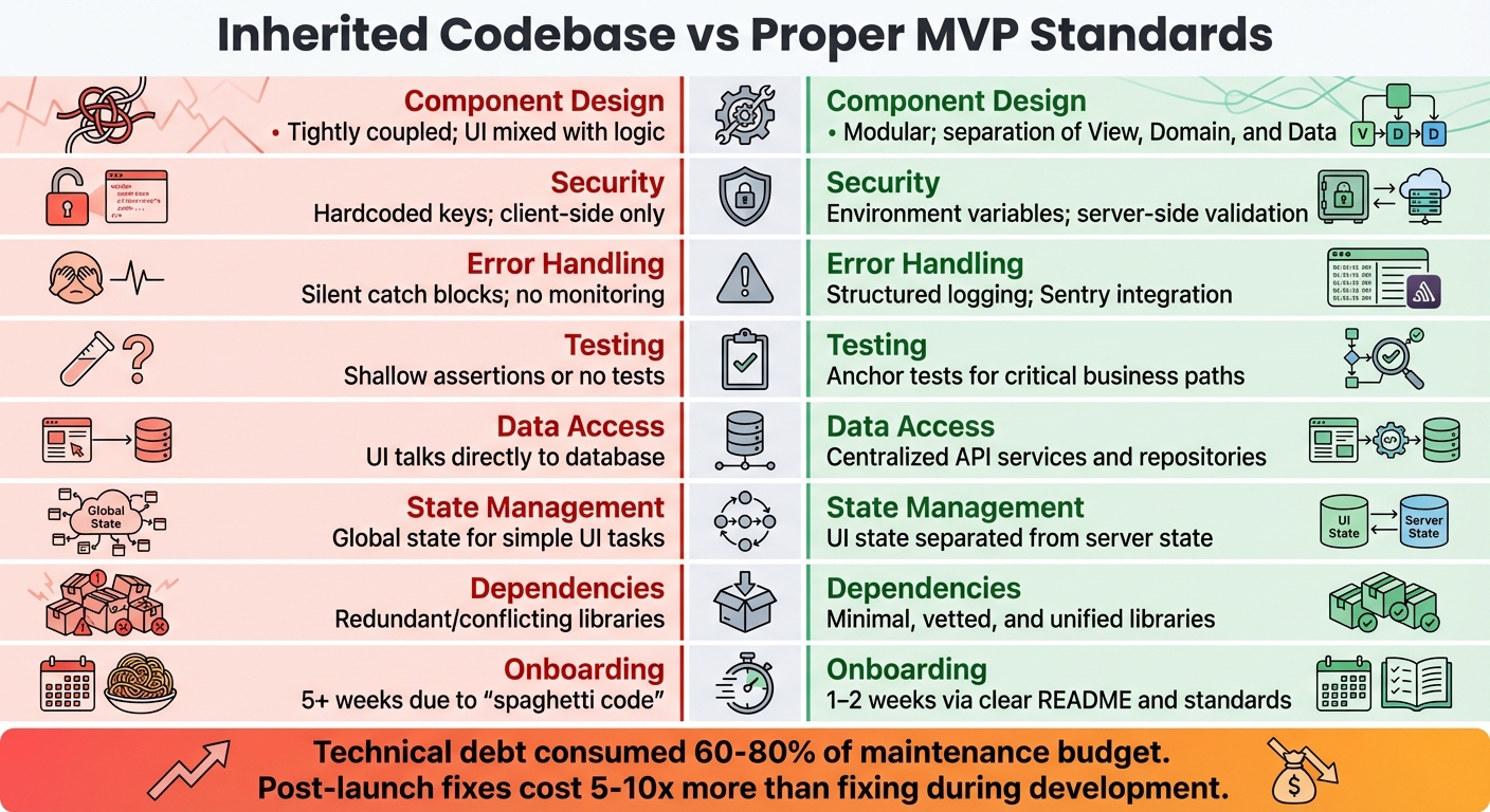 Broken Codebase vs Proper MVP Standards Comparison