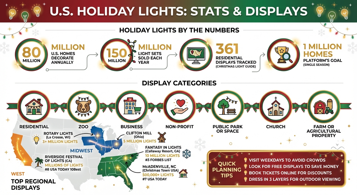 Holiday Light Display Statistics and Top US Locations 2025
