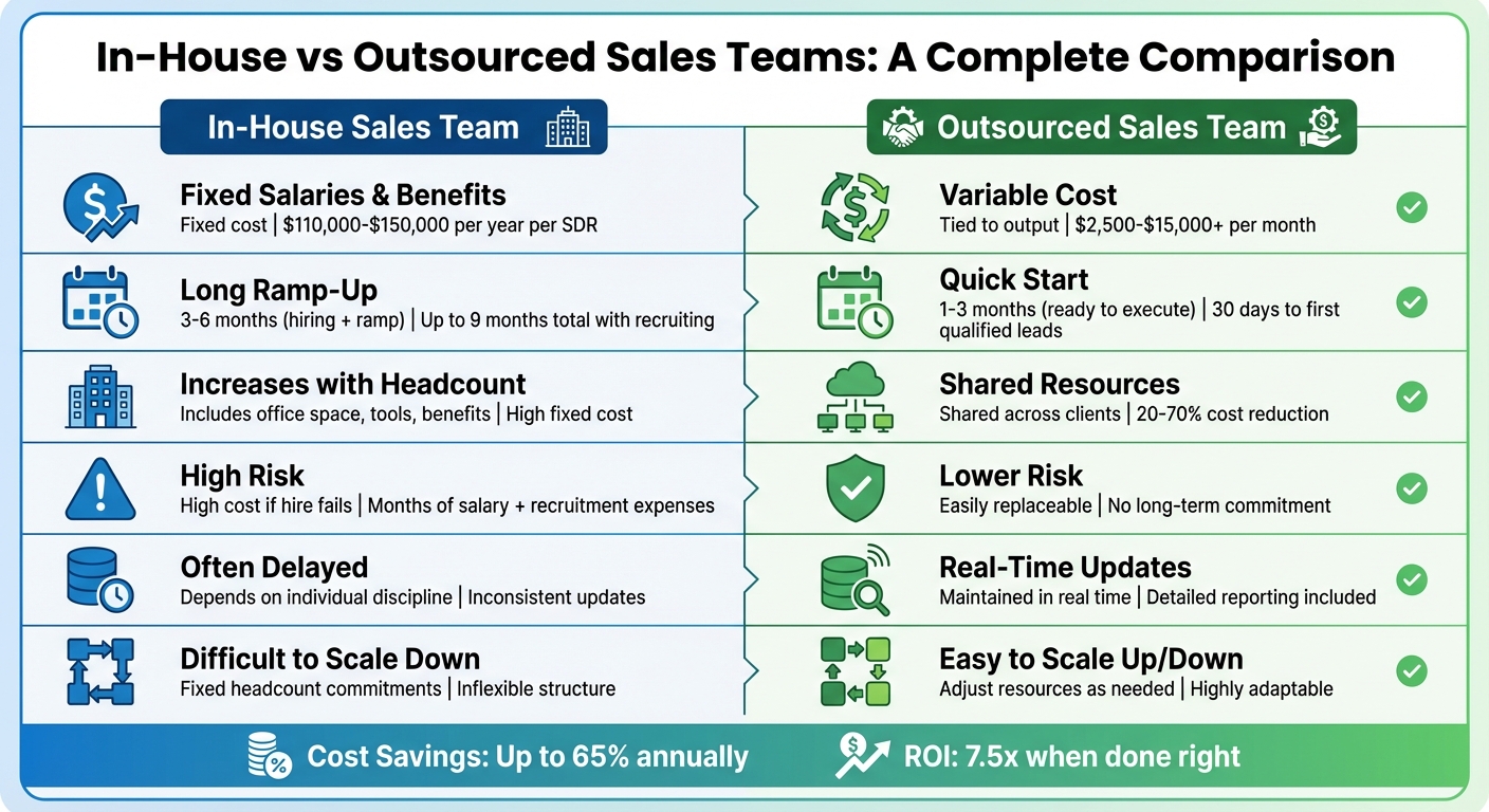 In-House vs Outsourced Sales Teams: Cost, Speed, and Control Comparison