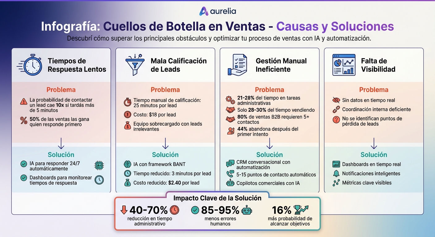 4 cuellos de botella en ventas: causas y soluciones con IA