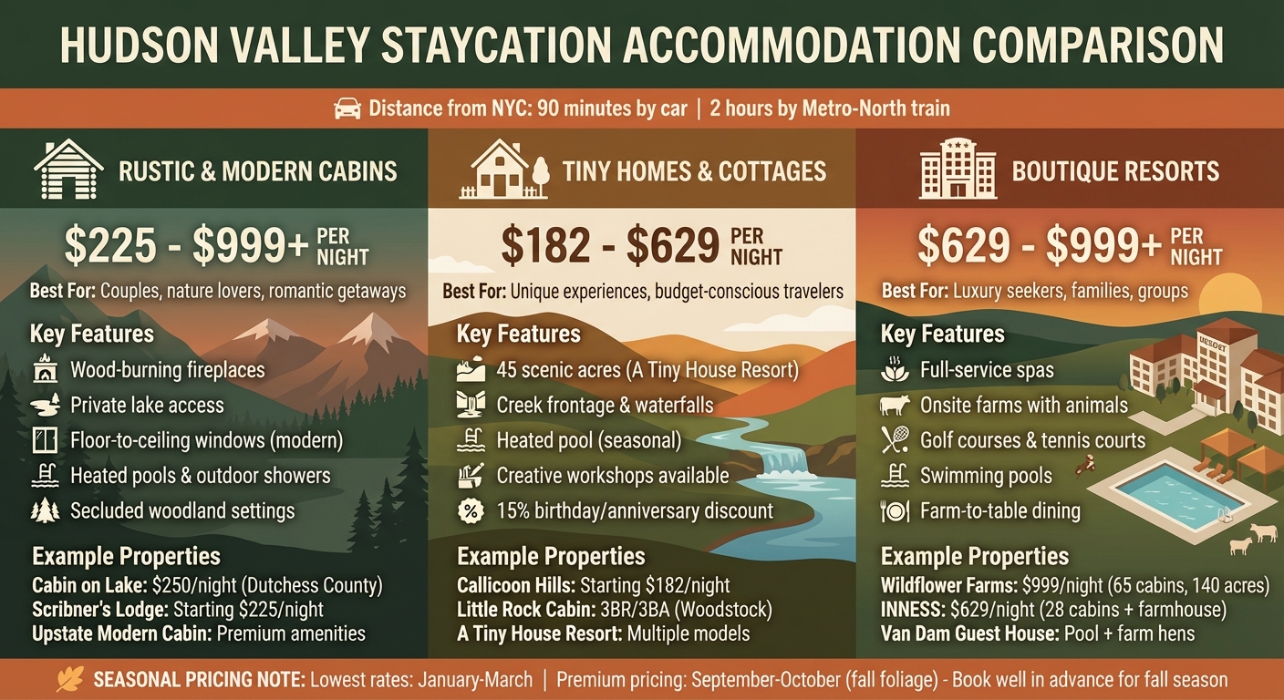 Hudson Valley Accommodation Options Comparison: Cabins, Tiny Homes, and Boutique Resorts