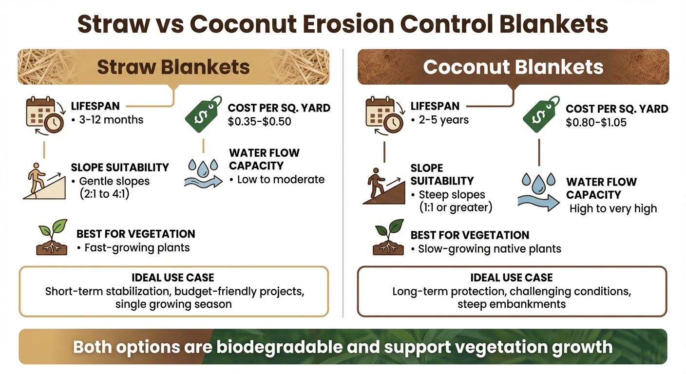 Straw vs Coconut Erosion Control Blankets Comparison Chart