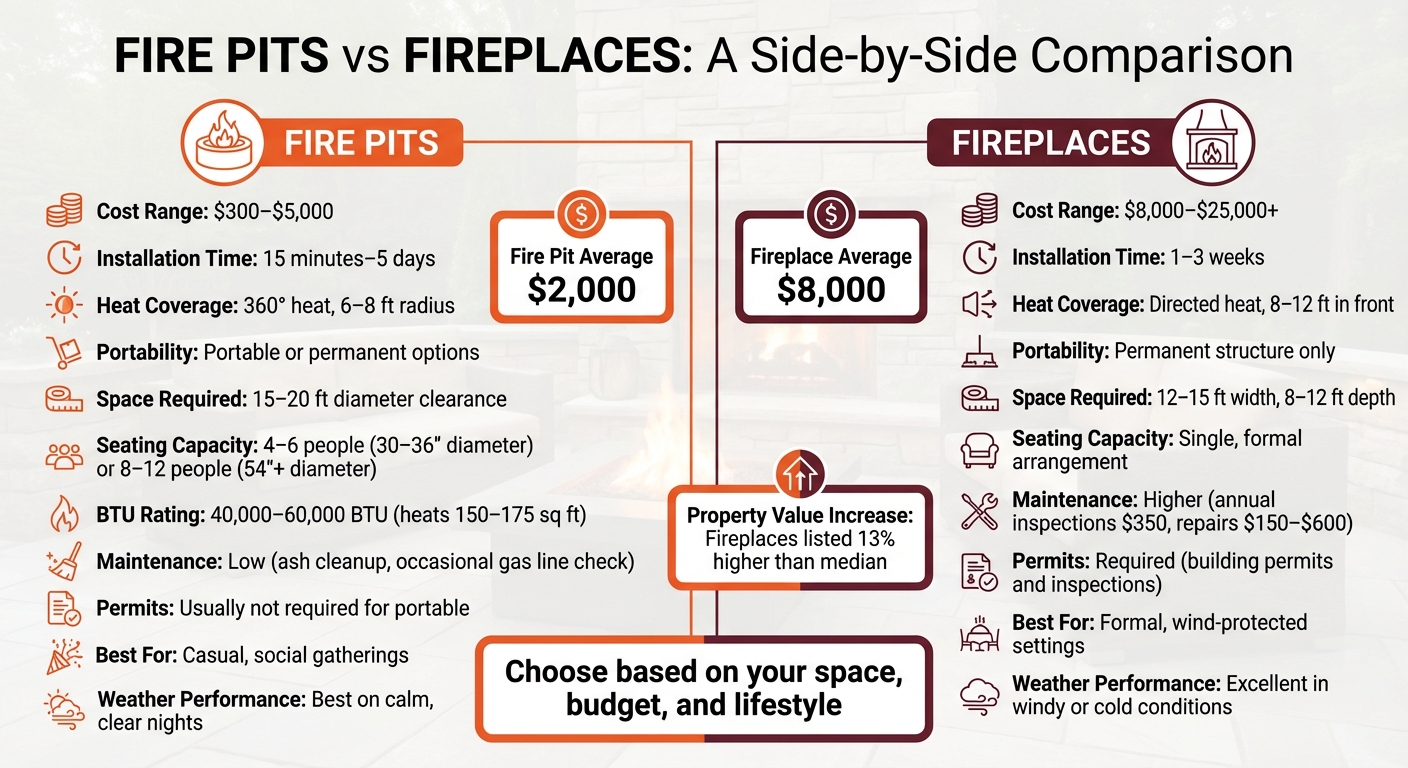 Fire Pits vs Fireplaces: Cost, Installation, and Features Comparison