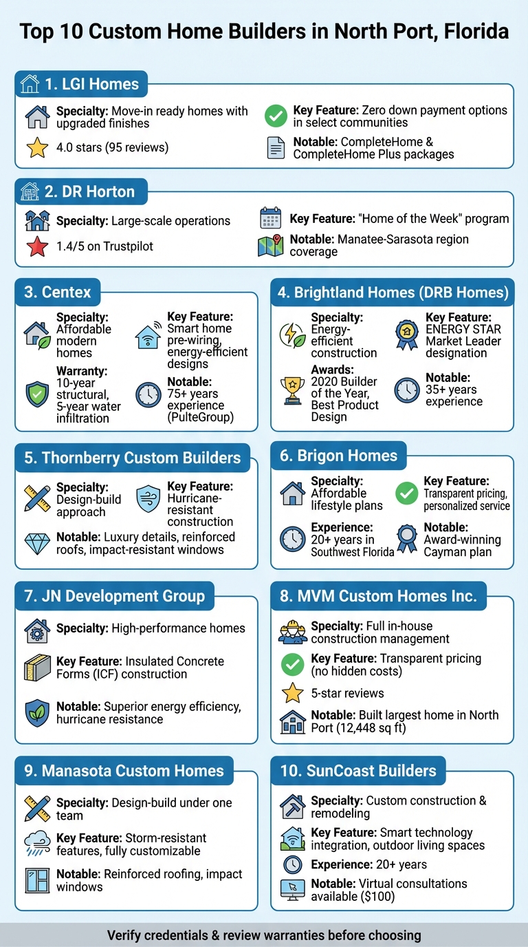 Top 10 Custom Home Builders in North Port Florida Comparison Guide