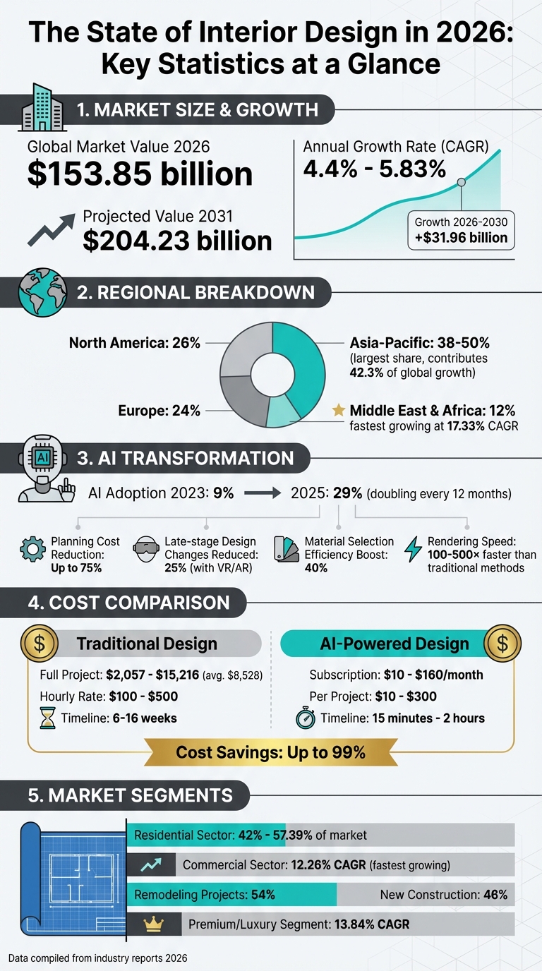 Interior Design Market Statistics 2026: Growth, AI Adoption & Cost Comparison