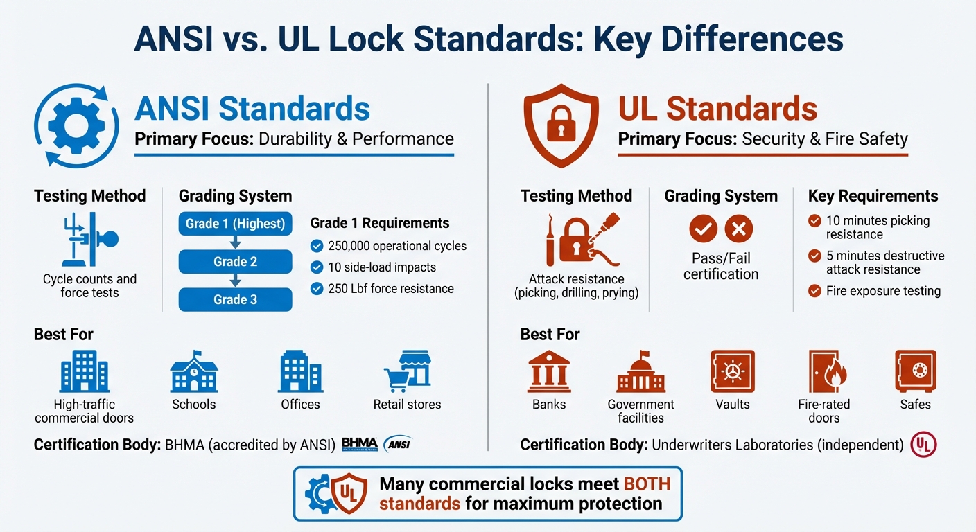 ANSI vs UL Lock Standards Comparison Chart