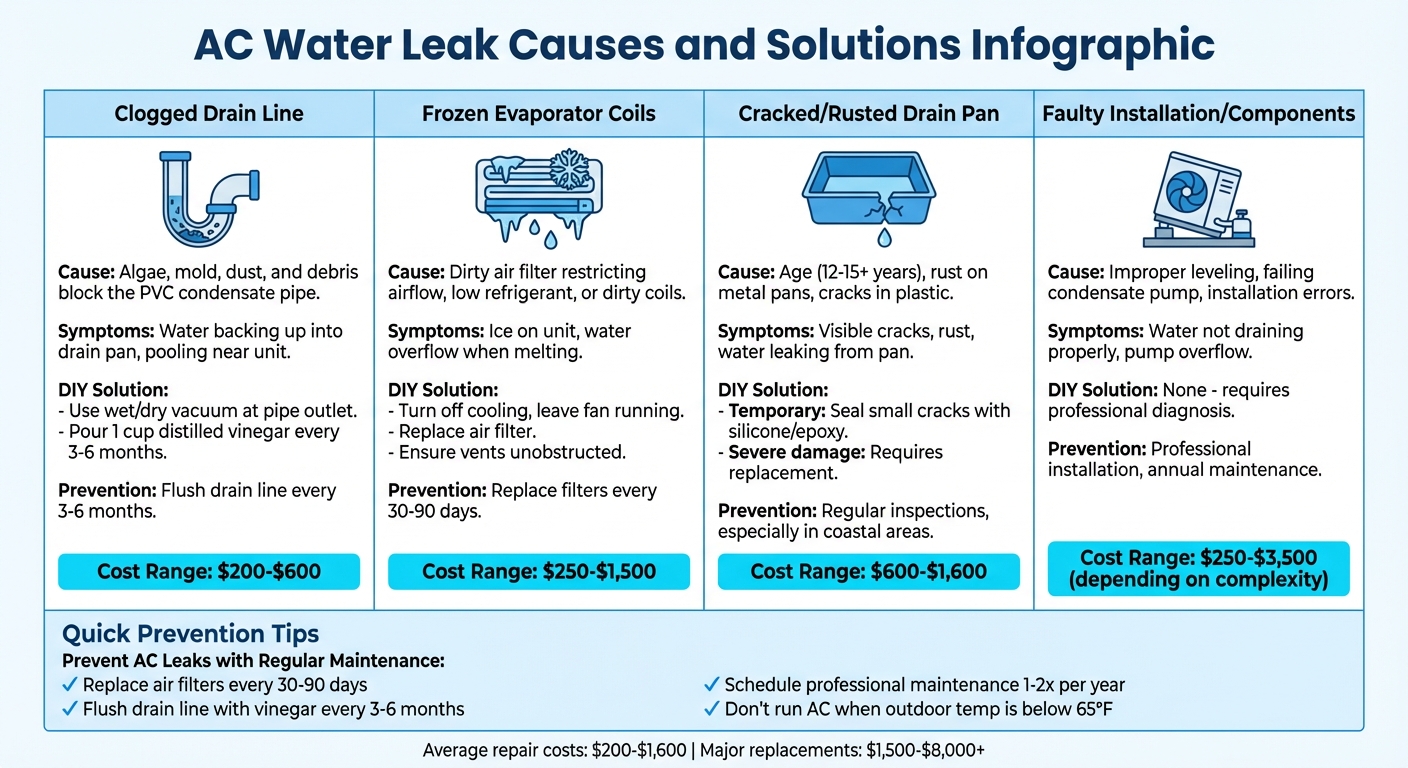 Common AC Water Leak Causes, Solutions, and Repair Costs