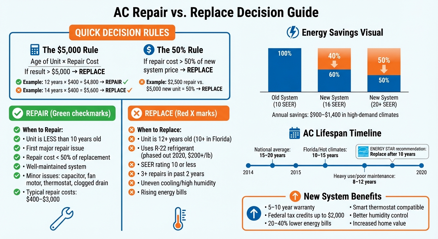 AC Repair vs Replacement Decision Guide: Cost Rules and Key Factors