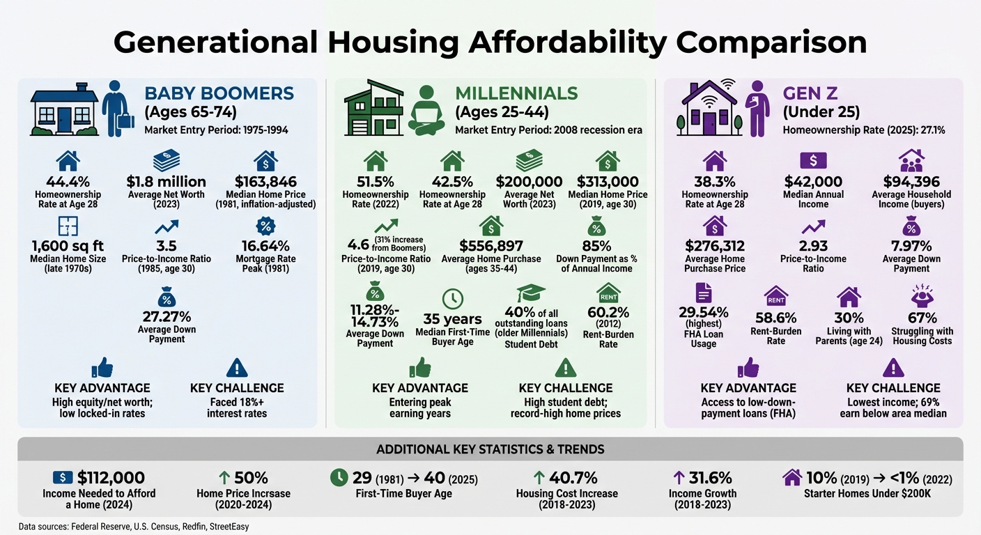 Housing Affordability Comparison Across Baby Boomers, Millennials, and Gen Z