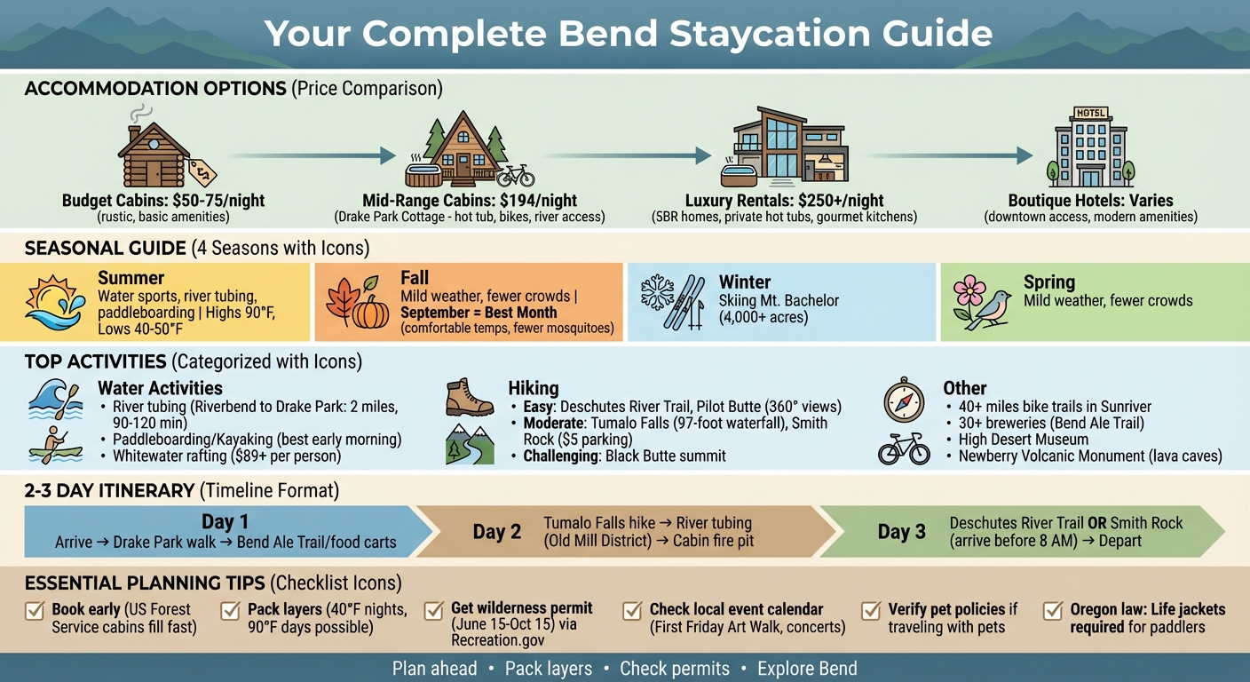 Bend Oregon Staycation Guide: Accommodations, Activities and Seasonal Planning