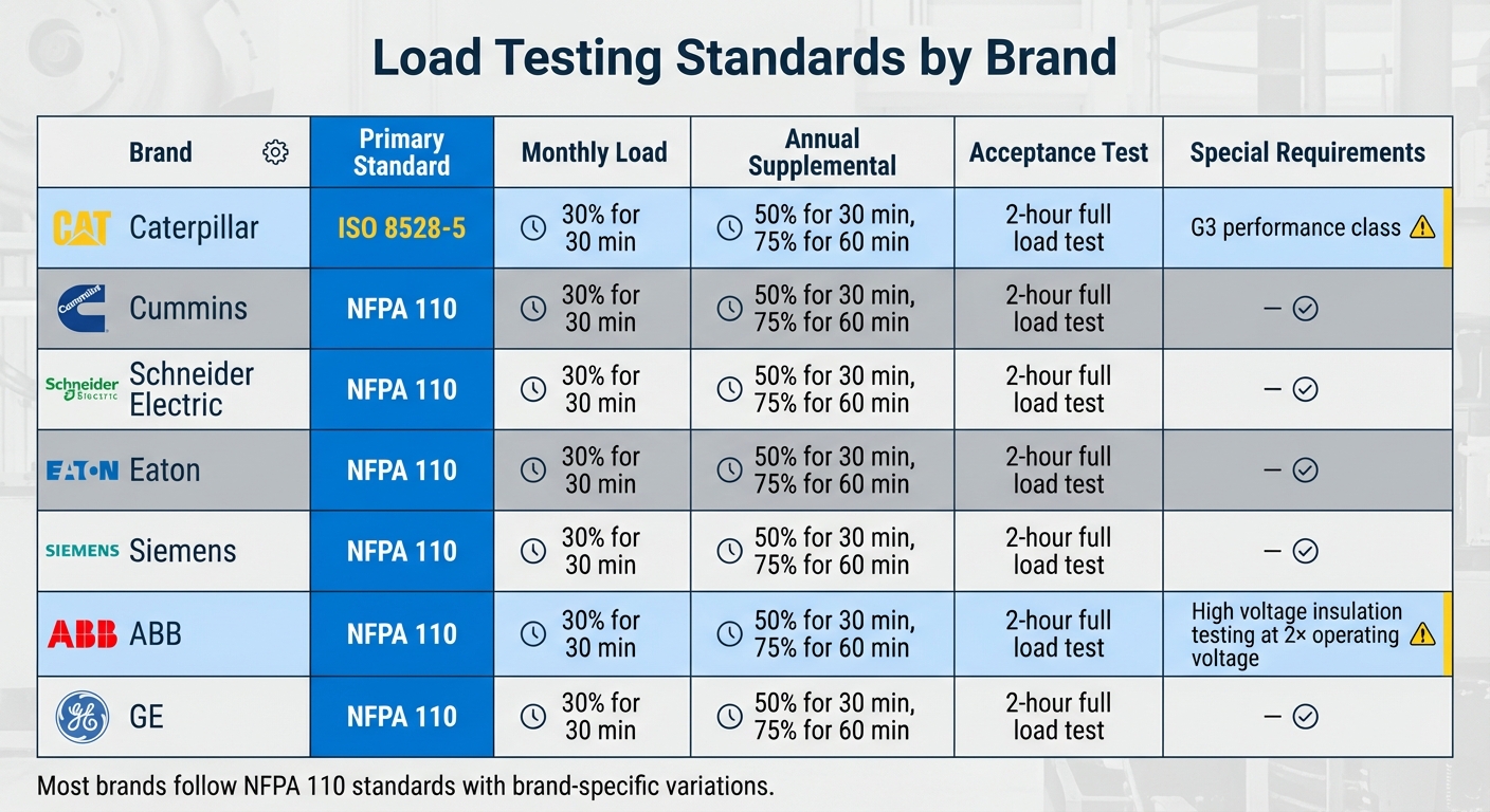 Electrical Load Testing Standards Comparison by Major Brands