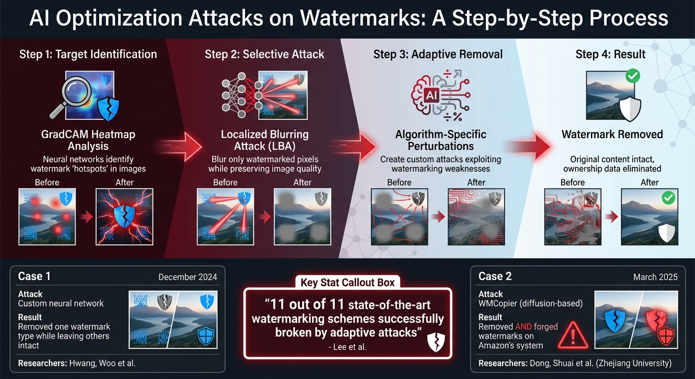 How AI Optimization Attacks Remove Invisible Watermarks