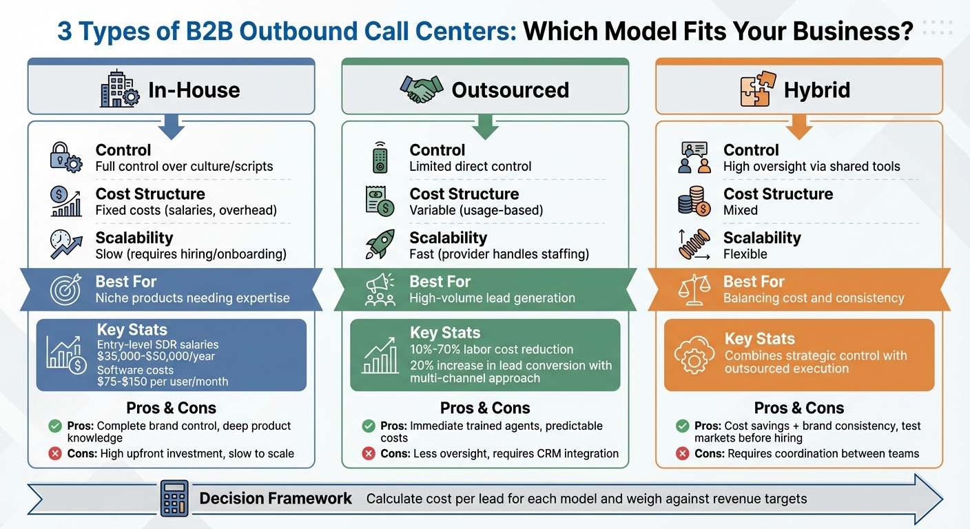 Comparison of In-House vs Outsourced vs Hybrid Outbound Call Center Models