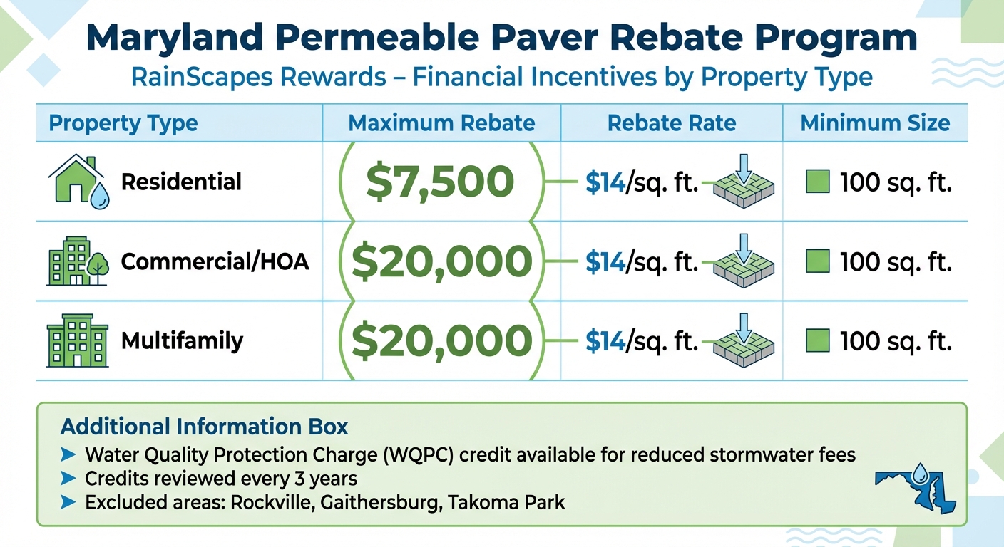 Maryland Permeable Paver Rebates and Financial Incentives by Property Type