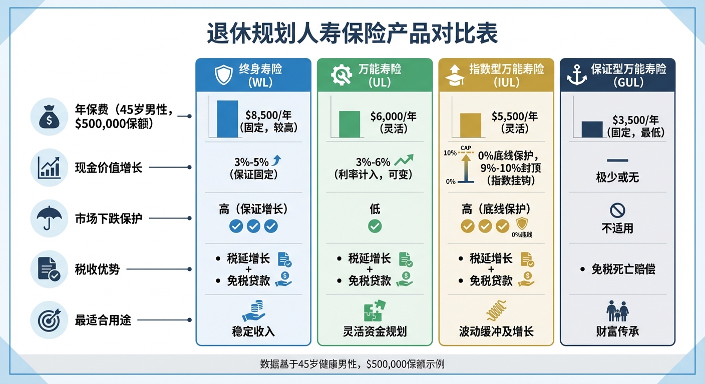 退休规划人寿保险产品对比：保费、收益与适用场景