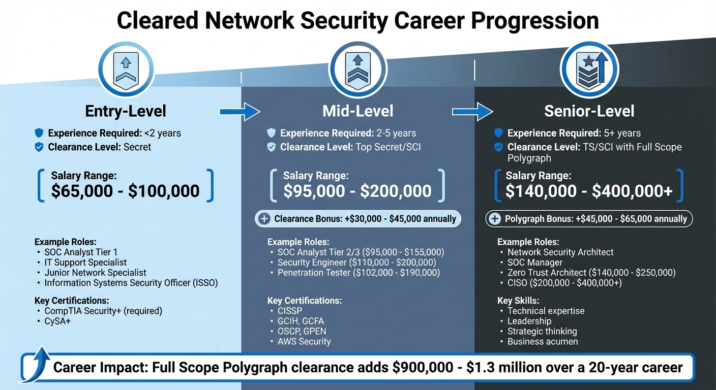 Cleared Network Security Career Levels: Roles, Salaries, and Certifications Comparison
