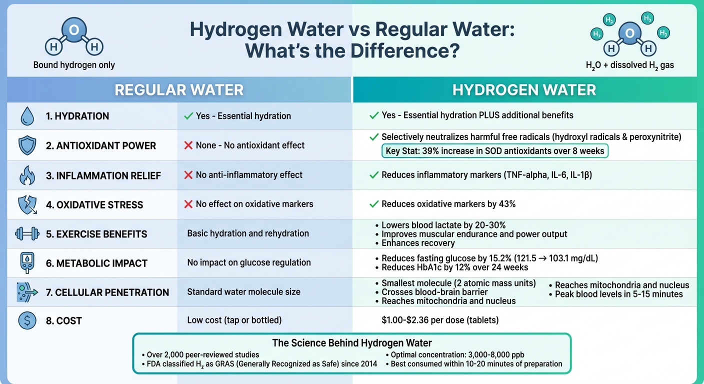 Hydrogen Water vs Regular Water: Complete Comparison of Benefits and Properties