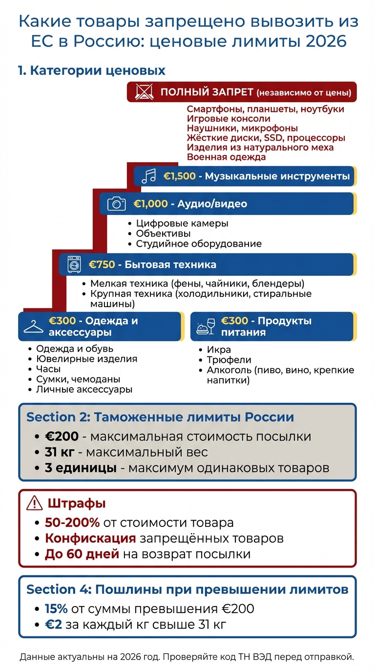 Ценовые лимиты на вывоз товаров из ЕС в Россию 2026