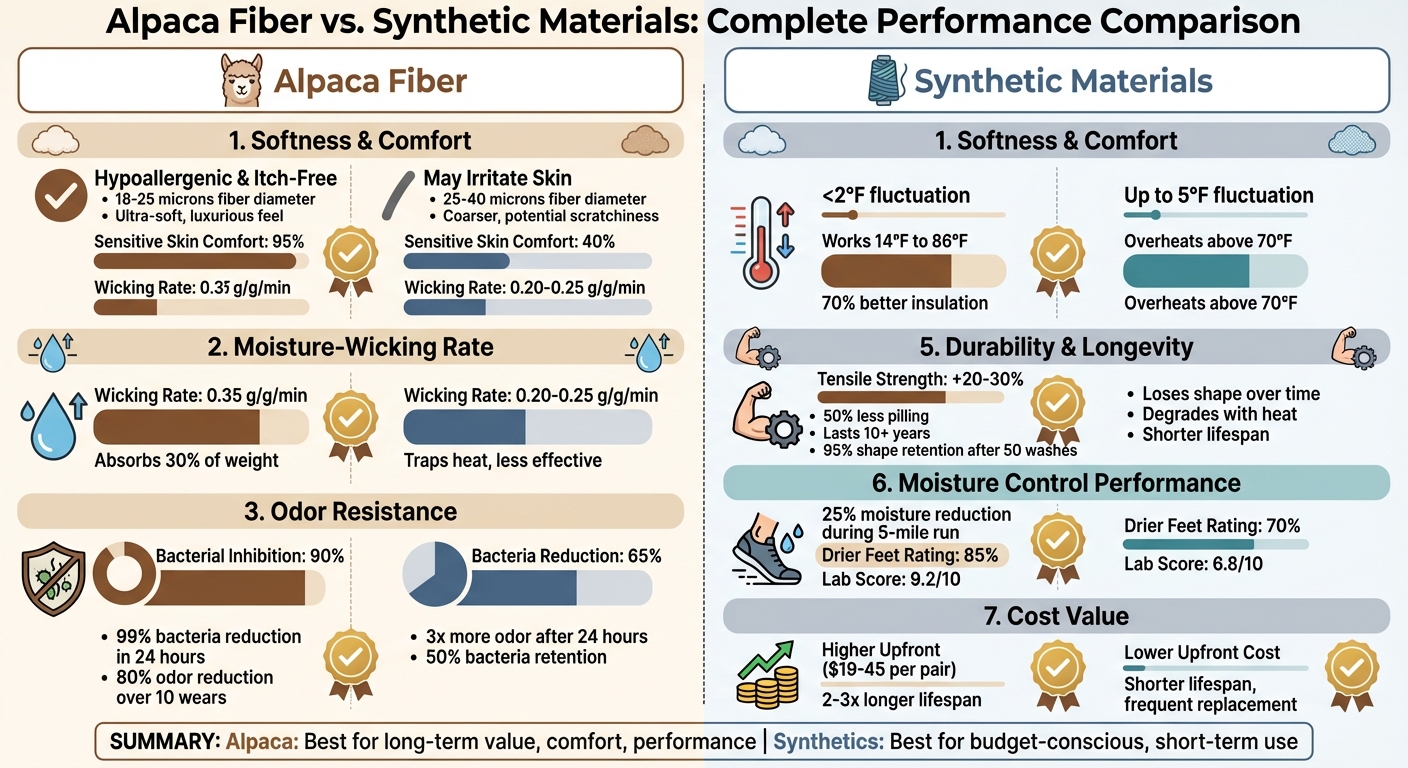 Alpaca Fiber vs Synthetic Socks Performance Comparison Chart
