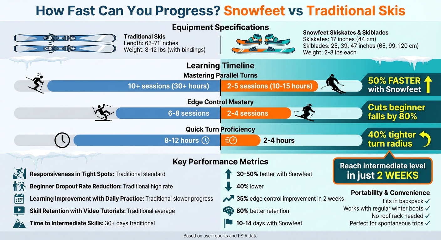 Snowfeet vs Traditional Skis: Learning Speed Comparison for Beginners