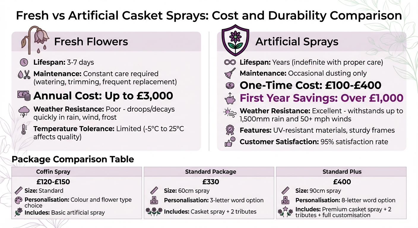 Fresh vs Artificial Casket Sprays: Cost and Durability Comparison