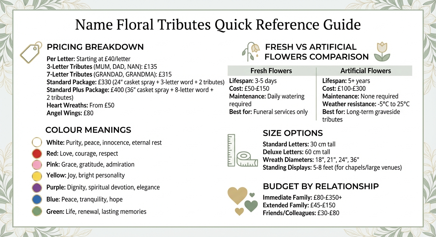 Name Floral Tributes Quick Guide: Pricing, Materials & Customisation Options