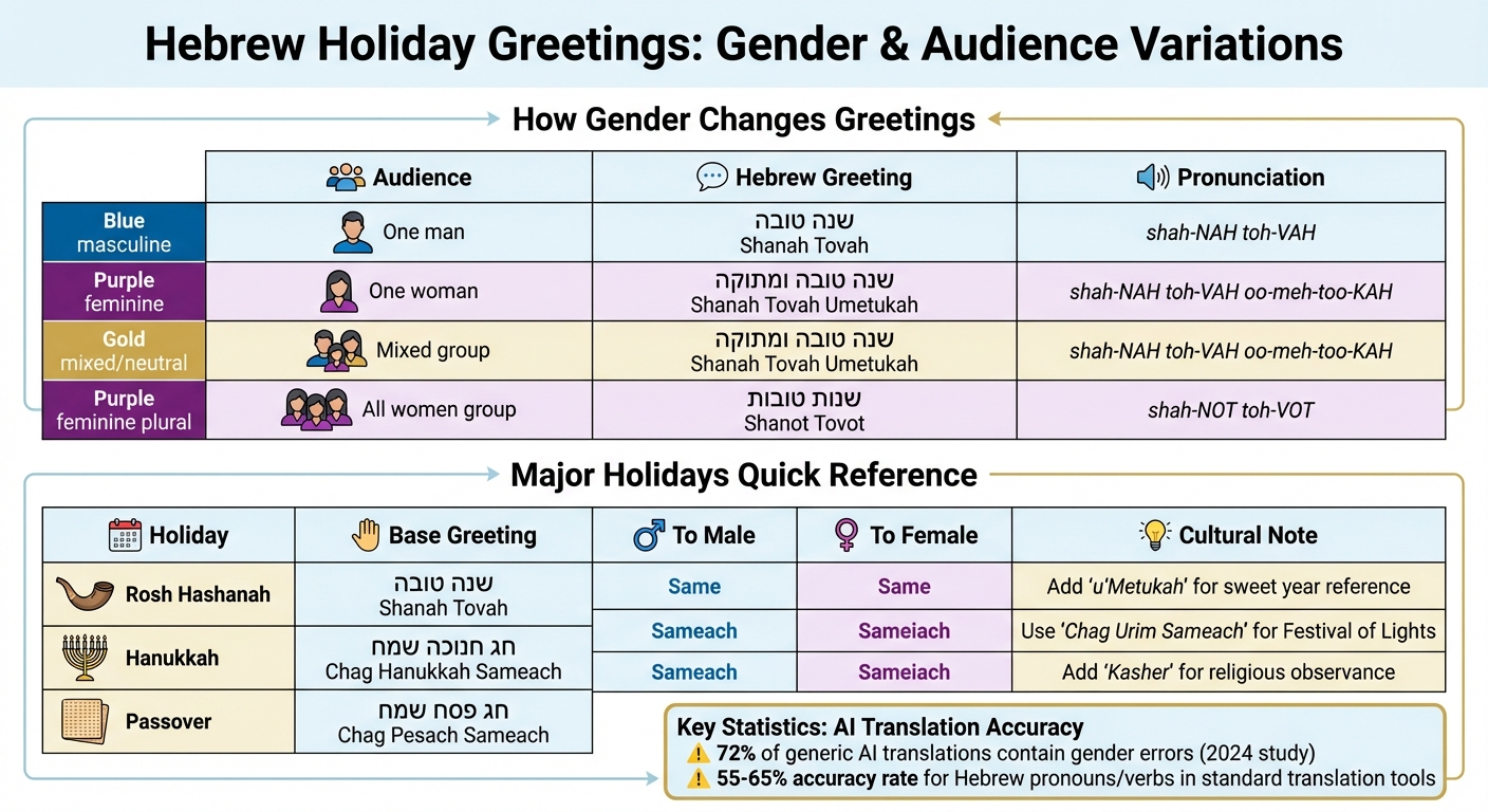 Hebrew Holiday Greetings by Gender and Audience - Translation Guide