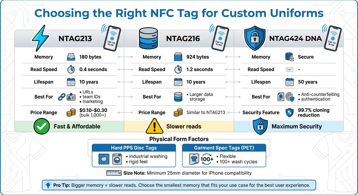 NFC Tag Types Comparison for Sports Uniforms: Memory, Speed, and Lifespan