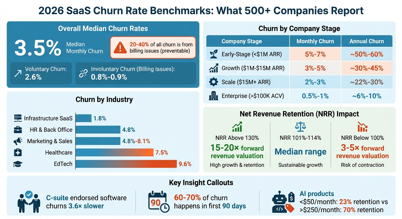 2026 SaaS Churn Rate Benchmarks by Company Stage and Industry