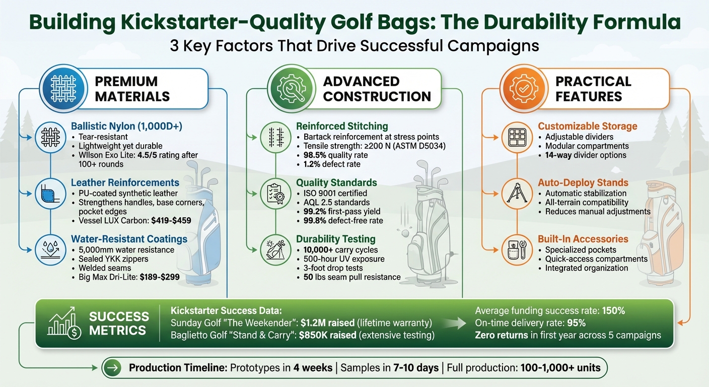 Key Materials and Construction Methods for Durable Kickstarter Golf Bags