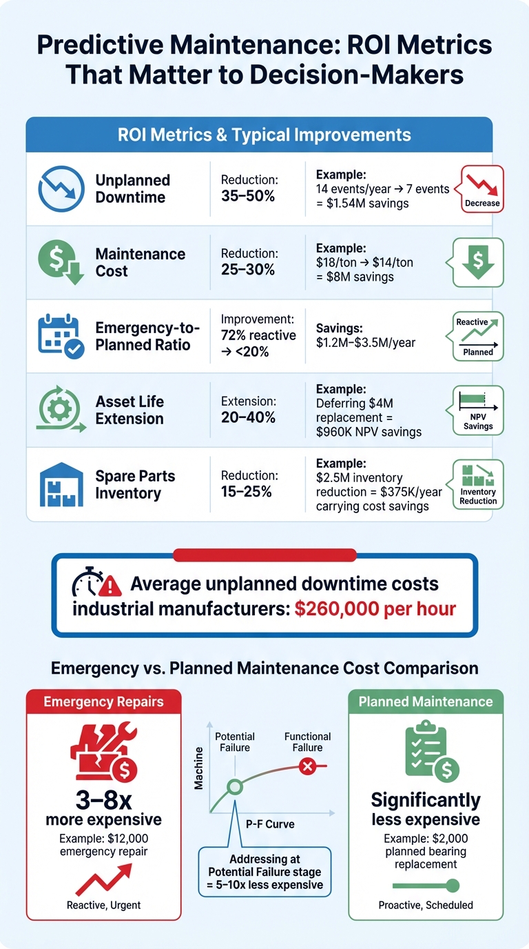 ROI meetgegevens en financiële impact van voorspellend onderhoud