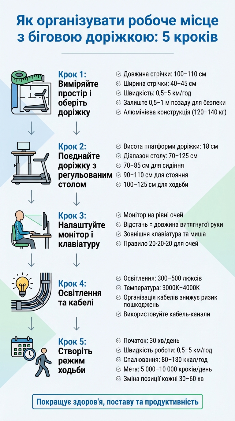 5 кроків організації робочого місця з біговою доріжкою