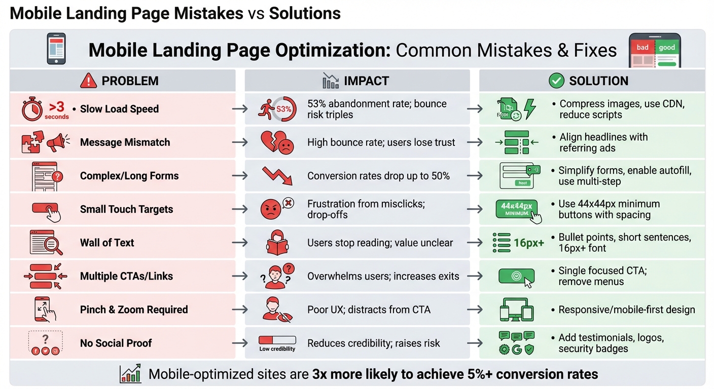 Mobile Landing Page Mistakes vs Solutions: Impact on Conversion Rates