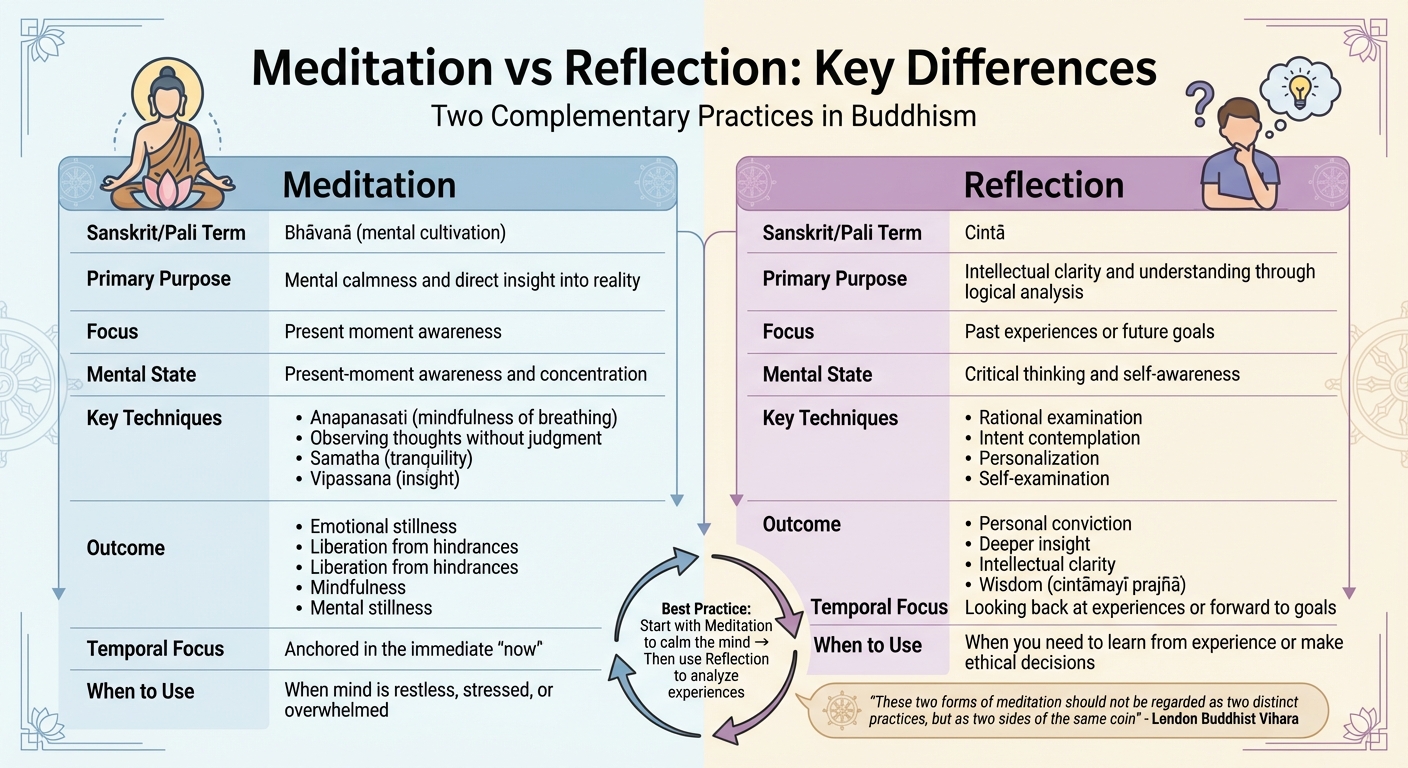 Meditation vs Reflection in Buddhism: Key Differences and Techniques