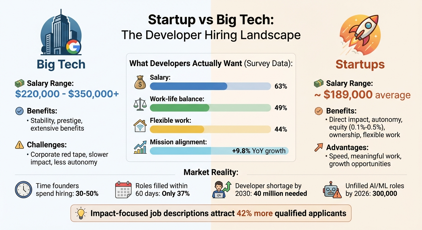 Startup vs Big Tech: Developer Hiring Comparison - Salary, Benefits & What Developers Value