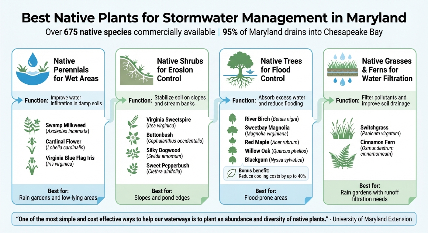 Native Plants for Stormwater Management in Maryland by Category