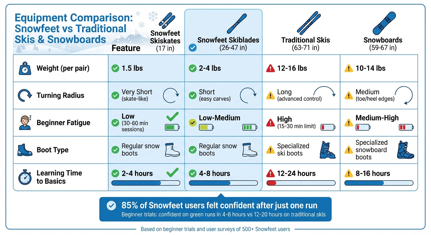 Snowfeet vs Traditional Skis: Equipment Comparison for Beginners
