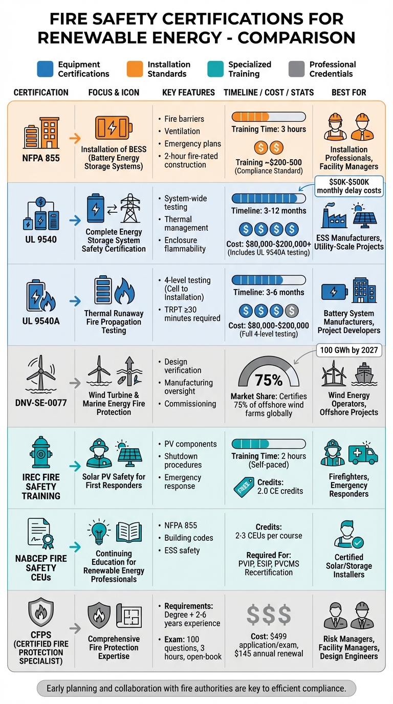 Top 7 Fire Safety Certifications for Renewable Energy Facilities Comparison