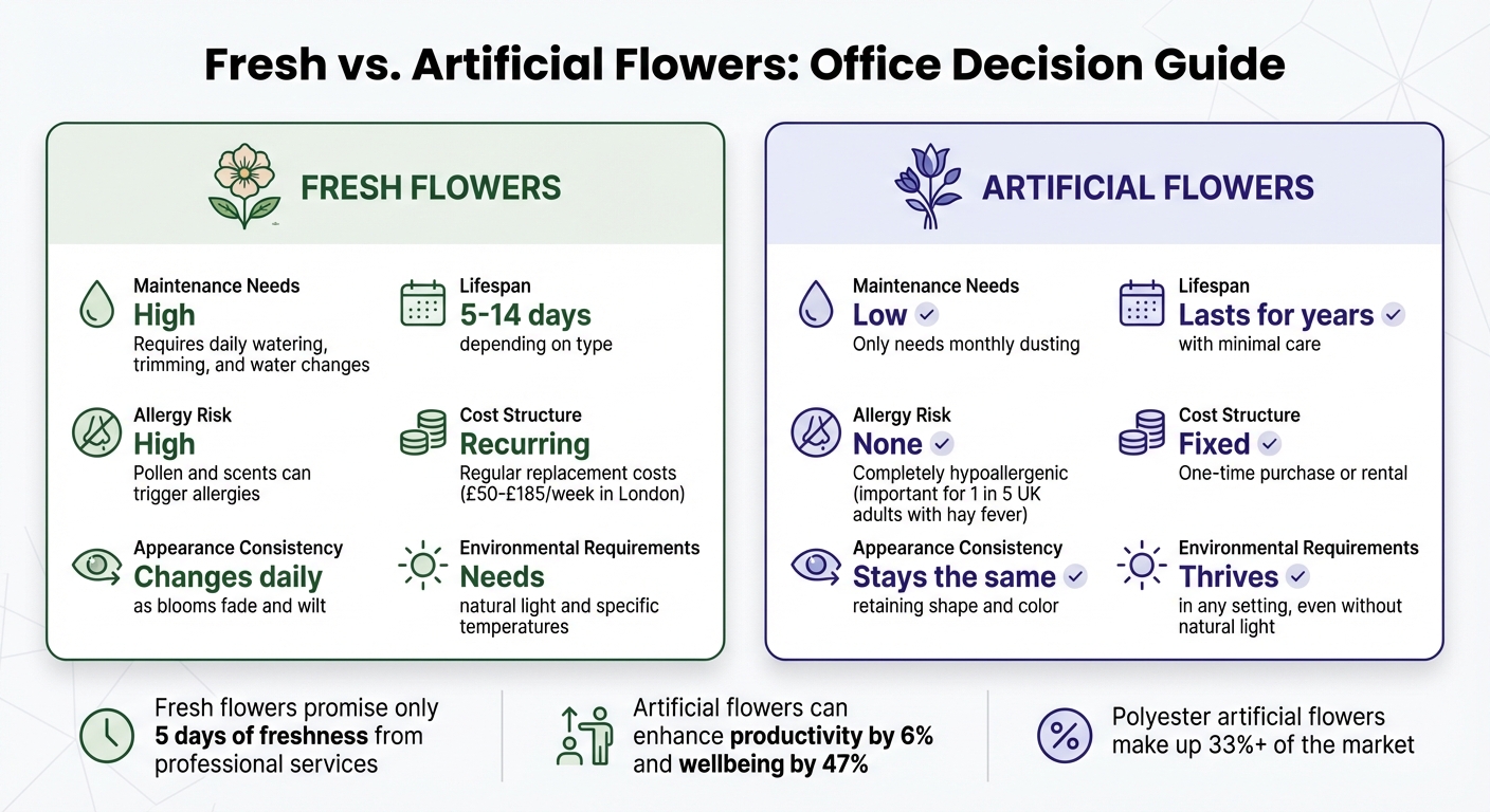 Fresh vs Artificial Office Flowers Comparison Chart