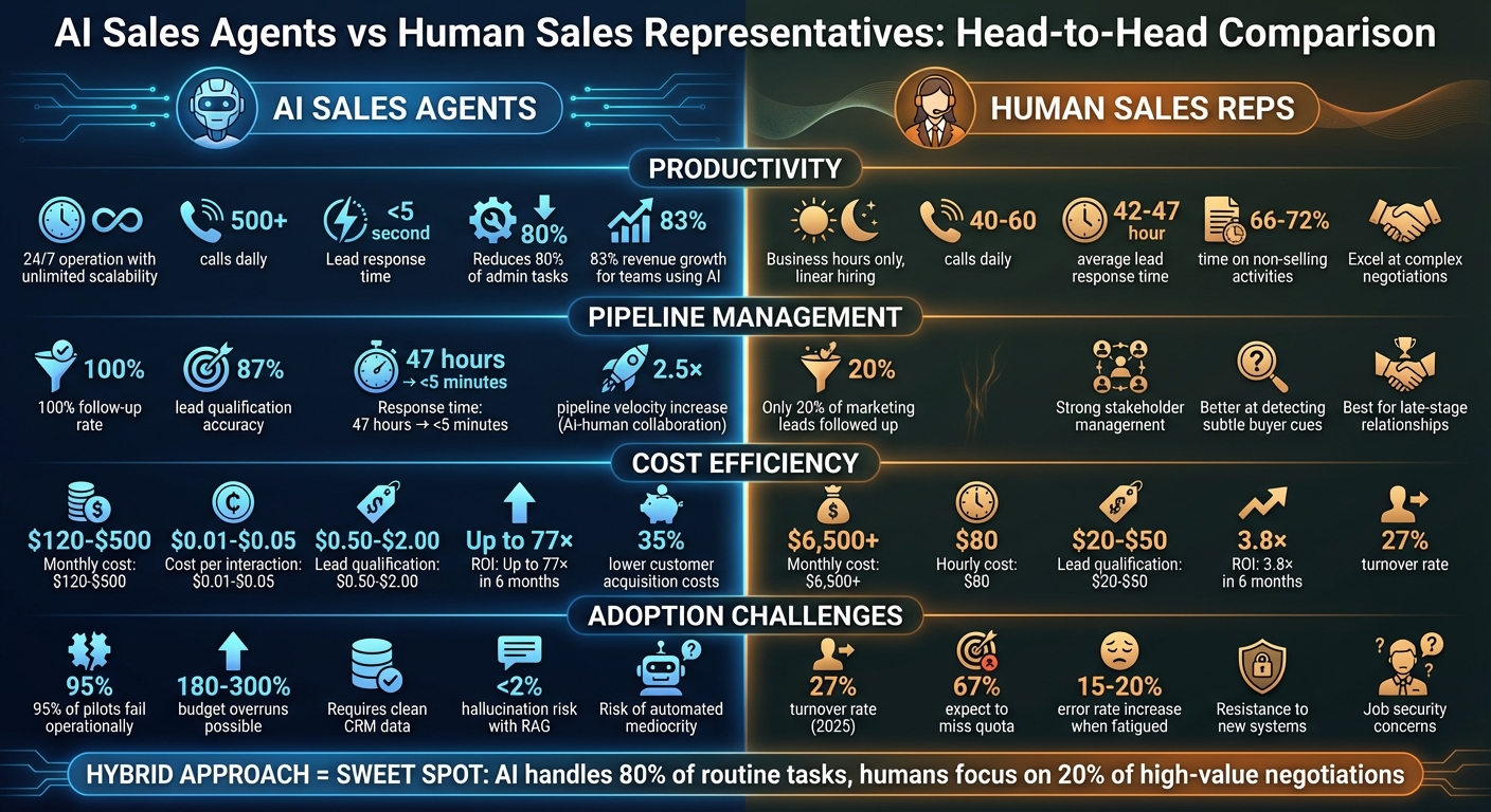 AI Sales Agents vs Human Sales Reps: Performance Comparison