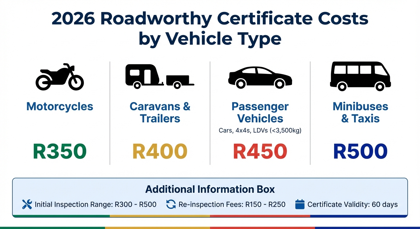 Roadworthy Certificate Costs by Vehicle Type in South Africa 2026